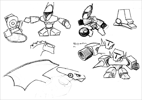 Sketches of the enemy characters
